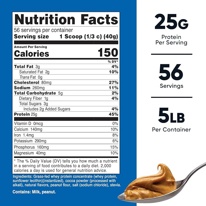 Nutricost Grass-Fed Whey Protein Concentrate (Chocolate Peanut Butter) 5LBS