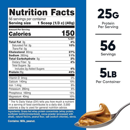 Nutricost Grass-Fed Whey Protein Concentrate (Chocolate Peanut Butter) 5LBS