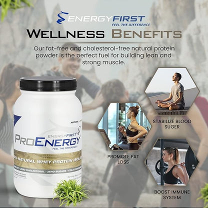 EnergyFirst Natural Grass Fed Whey Protein Isolate Powder, Unflavored Protein Powder, ProEnergy Protein Shake for Meal Replacement & Post Workout Recovery, Non-GMO, Sugar & Gluten Free 36 Servings