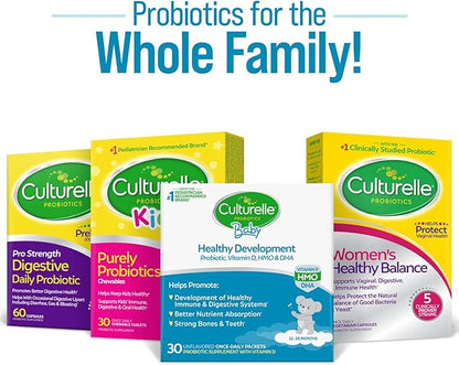 Culturelle Baby Healthy Development Probiotic, Vitamin D,HMO & DHA Packets, Helps Promote a Healthy Immune System&Digestive System* in Babies & Kids Ages 1+,Gluten Free & Non-GMO, 30 Count (Pack of 1)