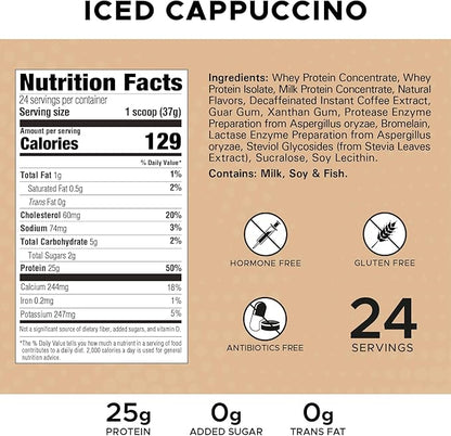 High Whey, Protein Powder, Whey Isolate, Gluten Free, Lean Muscle Mass for Men & Women, 25g of Protein Per Scoop, 908 g, 24 Servings (Iced Cappuccino, 2 Pound)