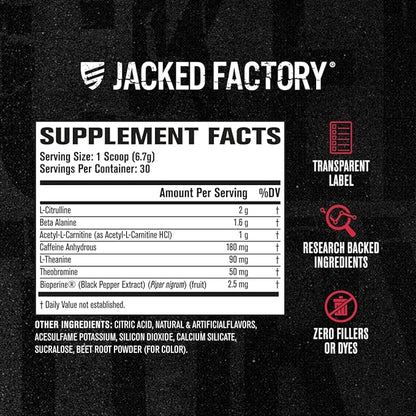 Jacked Factory NITROSURGE Shred Pre Workout Supplement - Energy Booster, Instant Strength Gains, Sharp Focus, Powerful Pumps - Nitric Oxide Booster & PreWorkout Powder - 30Sv, Watermelon