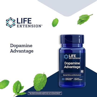 Life Extension Dopamine Advantage - Phellodendron Bark Supplement with Vitamin B12 - for Youthful Dopamine Levels and Brain Health - Gluten-Free, Non-GMO, Vegetarian - 30 Capsules