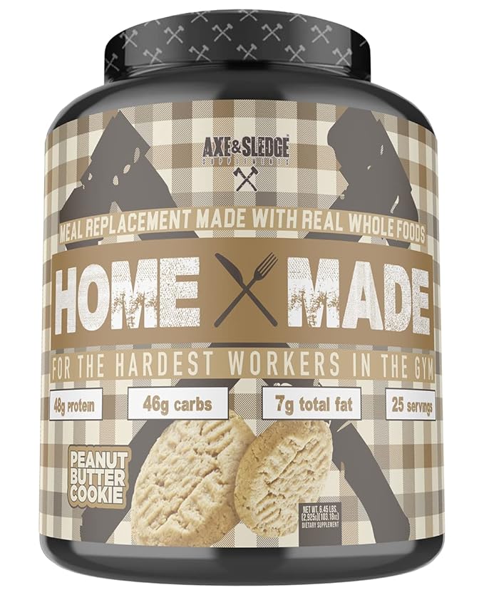 Axe & Sledge Supplements Home Made Whole-Foods-Based Meal Replacement Powder with Digestive Enzymes, Protein, Carbohydrates, and Fats, 25 servings (Peanut Butter Cookie)