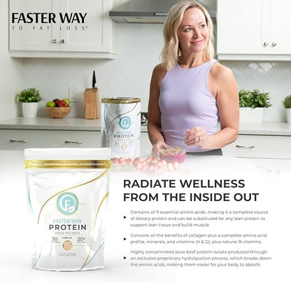 Grass Fed Protein Powder Vanilla Flavor, Dairy-Free Alternative to Whey Protein Powder, Pure Hydrolyzed Beef Protein Isolate with All 9 Essential Amino Acids. Non-GMO - 660g