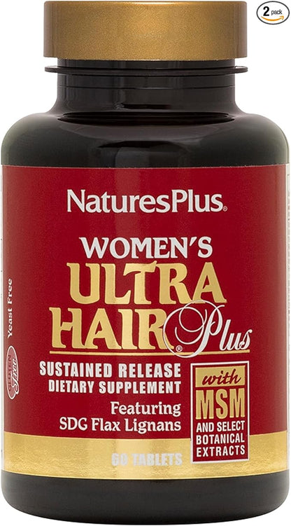 NaturesPlus Women’s Ultra Hair Plus - 60 Sustained Release Tablets, Pack of 2 - Nutritional Support for Healthy Hair Structure - Gluten Free - 60 Total Servings