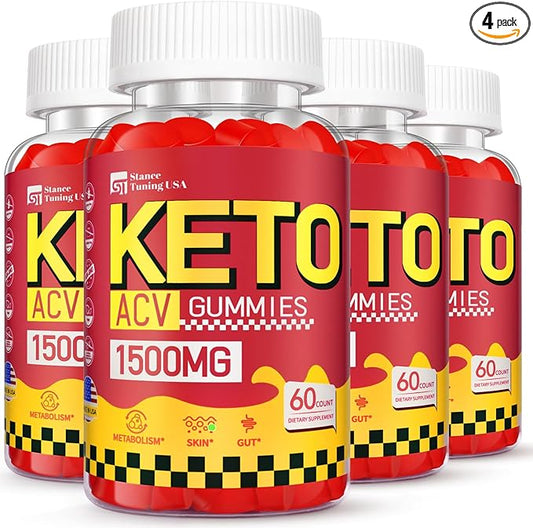 Keto ACV Gummies - 1500MG ACV Keto Gummies for Women Men - Apple Cider Vinegar with Mother, Probiotics, Vitamins B6 B12 for Gut Digestion - Vegan & Non-GMO Keto Gummies, Made in USA, 4 Pack