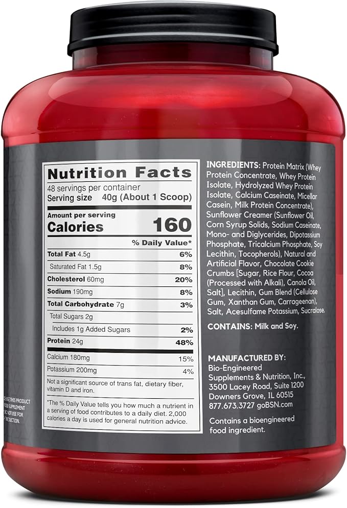 BSN SYNTHA-6 EDGE Protein Powder, with Hydrolyzed Whey, Micellar Casein, Milk Protein Isolate, Low Sugar, 24g Protein, Cookies N Cream, 48 Servings