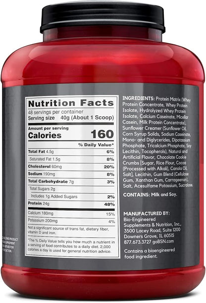 BSN SYNTHA-6 EDGE Protein Powder, with Hydrolyzed Whey, Micellar Casein, Milk Protein Isolate, Low Sugar, 24g Protein, Cookies N Cream, 48 Servings