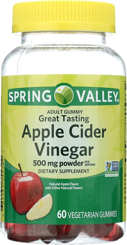 Spring Valley Apple Cider Vinegar Gummies- 500 mg 60 Ct (Pack 1), Boxed by Fusion Shop Store