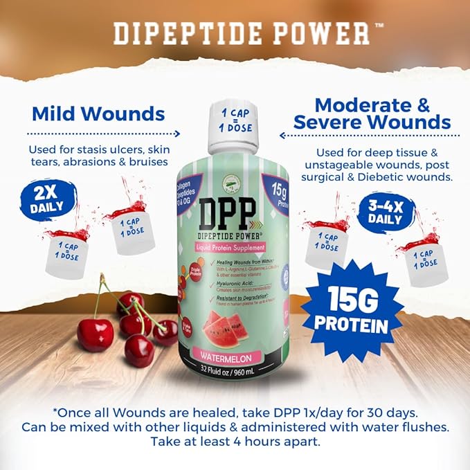 Nutritional Designs DPP Dipeptide Power Liquid Collagen & Whey Protein Supplement, Sugar-Free, Promotes Healthy Skin & Hair for Men & Women, Watermelon, Single Serve Packet, 1 oz (100 Packets)