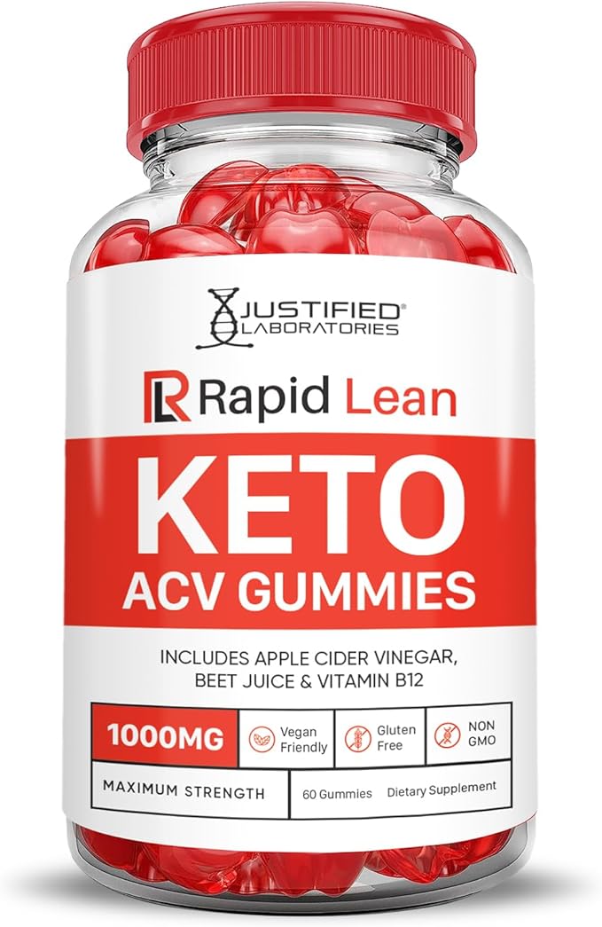 Rapid Lean Keto ACV Gummies Advanced Formula 1000MG Rapid Lean Keto Gummies Apple Cider Vinegar Formulated with Pomegranate Beet Juice Powder B12 Vegan Non GMO 60 Gummys