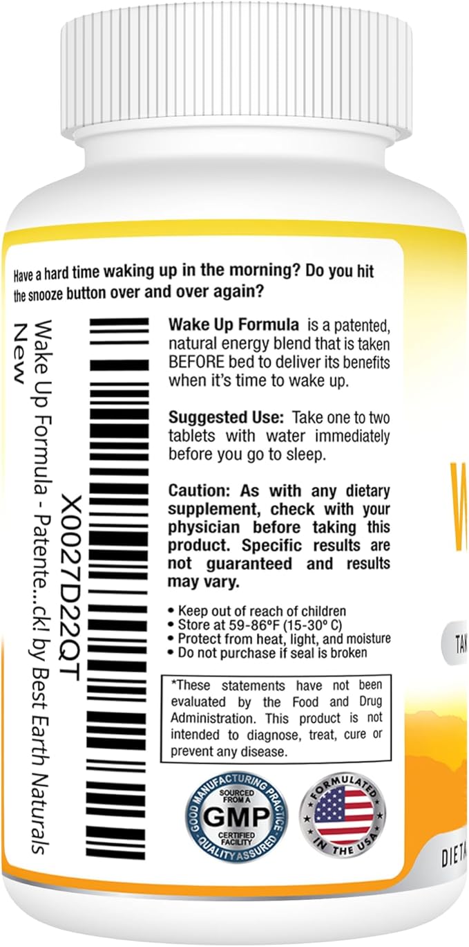 Best Earth Naturals Wake Up Formula, Supplement Delayed Time Release Energy 40 Count