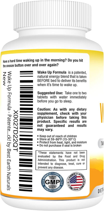 Best Earth Naturals Wake Up Formula, Supplement Delayed Time Release Energy 40 Count