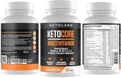 Ketocore Keto Vitamins | Keto Multivitamin for Men & Women | Keto Supplements & Carnivore Diet Supplements, Keto Friendly Multivitamin | No Keto Flu | Rich in Magnesium & Potassium | 90 Capsules