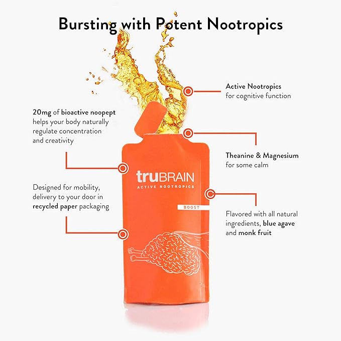 TruBrain Drinks – Nootropic Brain Food Designed by Neuroscientists to Boost Mental Output & Improve Memory Nootropic Supplement