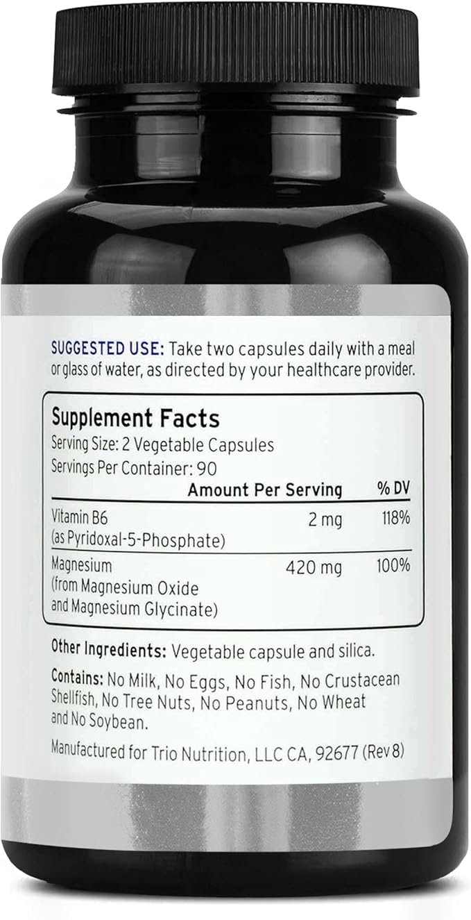 Trio Nutrition Magnesium Complex 90 Day Supply 420 mg | Calm, Relax, Stress Relief, and Muscle Recovery |Magnesium Glycinate Supplement with Vitamin B6 for Rapid Absorption*