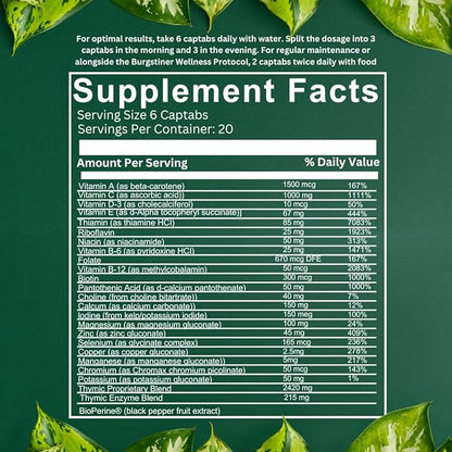 Complete Thymic Formula™, Comprehensive Multivitamin & Multimineral with Thymus Glandular Extracts (120 Count (Pack of 1)