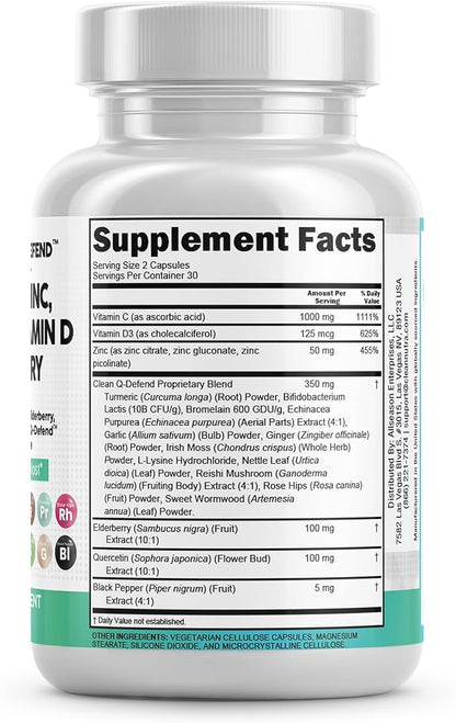 Clean Nutraceuticals Quercetin Zinc Vitamin C Vitamin D Bromelain Elderberry - Lung Immune Support Supplement Adults with Artemisinin, Sea Moss, Echinacea, Allergy Relief
