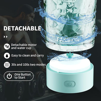 Electric Shaker Bottle, 24oz Lockable Electric Blender Cup, Tritan USB Rechargeable Protein Shake Mixer, Portable Blender Shaker Cups for Protein Shakes, Water Blue