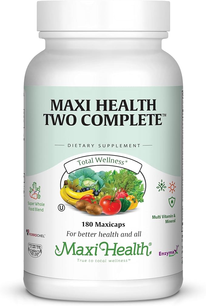 Maxi Health Two Complete - Multivitamins and Minerals - Full Potency - 180 Capsules - Kosher