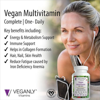 Vegan Multivitamin One-Daily, (90 Veg Tablets). Complete Vegan Nutrition Support for Plant-Based, Vegan or Vegetarian Diets. 26 Essentials with High Potency in B12 & D3.