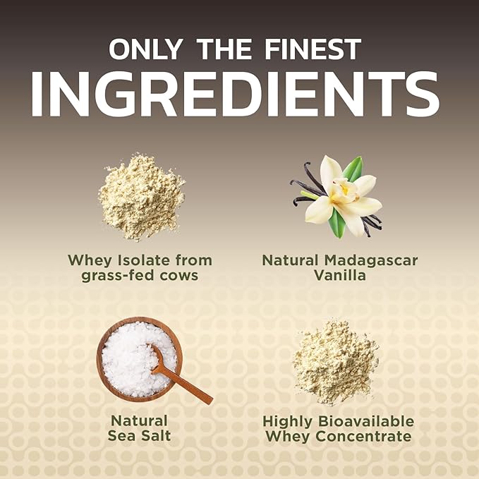 Premium 100% Whey Protein Powder 26g, Creamy French Vanilla, Advanced Isolate Protein for Muscle Gain, Recovery & Immune System Support, No Added Sugar, For Shakes & Vanilla Smoothies - 24 Servings