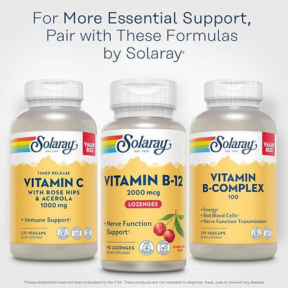 Solaray Vitamin B-12 2000 mcg No Sugar, Natural Cherry Flavor Healthy Energy & Red Blood Cell Support 90 Lozenges