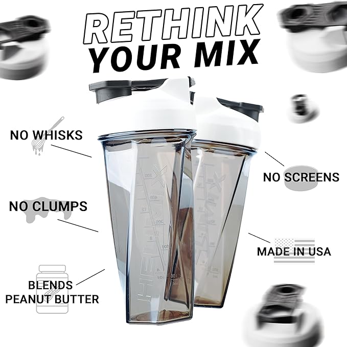 HELIMIX 2.0 Vortex Blender Shaker Bottle Holds upto 28oz | No Blending Ball or Whisk | USA Made | Portable Pre Workout Whey Protein Drink Shaker Cup | Mixes Cocktails Smoothies Shakes | Top Rack Safe