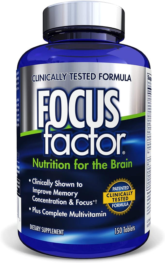 Focus Factor Nutrition for The Brain Improved Memory & Concentration Brain Supplement, 150 Count, 1 Pack (10407)