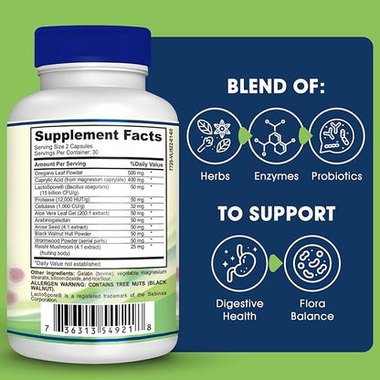 Candida Cleanse Support and Detox with Natural Herbs, probiotics and Oregano Oil. Extra Strength Candida Supplements for Men and Women.