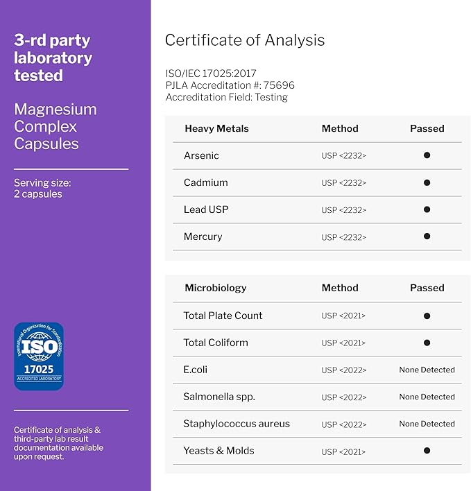 Magnesium Citrate Capsules | Multi Magnesium Supplement for Women & Men | Complete Magnesium Complex | High Absorption Magnesium Taurate for Relaxation, Muscle and Nerve Health | 60 Plant-Based Pills