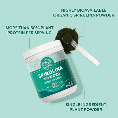 Vimergy Spirulina Powder – Concentrated Plant Protein Supports Immune Health & Cardiovascular Function – Vegan, Kosher, Gluten-Free – 250g