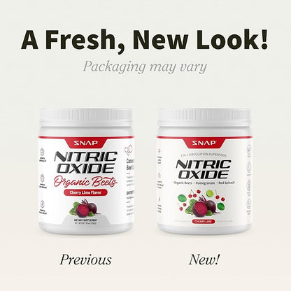 Snap Supplements USDA Organic Beet Root Powder, 3-in-1 Nitric Oxide Supplement, Support Healthy Blood Pressure and Blood Circulation, 250g (8.8 oz, Cherry Lime)