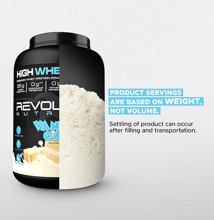 High Whey, Protein Powder, Whey Isolate, Gluten Free, Lean Muscle Mass for Men & Women, 25g of Protein Per Scoop, 908 g, 24 Servings (Vanilla Cake, 2 Pound)