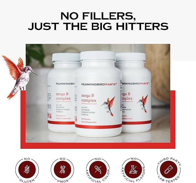 Mega B Complex, B Vitamin Supplement for Immune Support, Nerve Function & Normal Energy Metabolism, Contains Myo-Inositol & Choline for Antioxidant Support, 120 Vegan Capsules