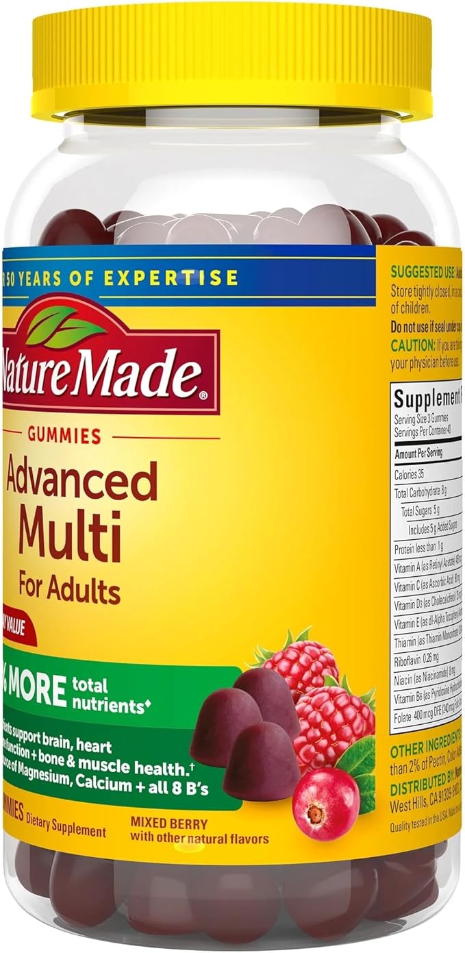 Advanced Multivitamin Gummies with Magnesium, Calcium & B Vitamins Compatible with Nature Made, 120 Count