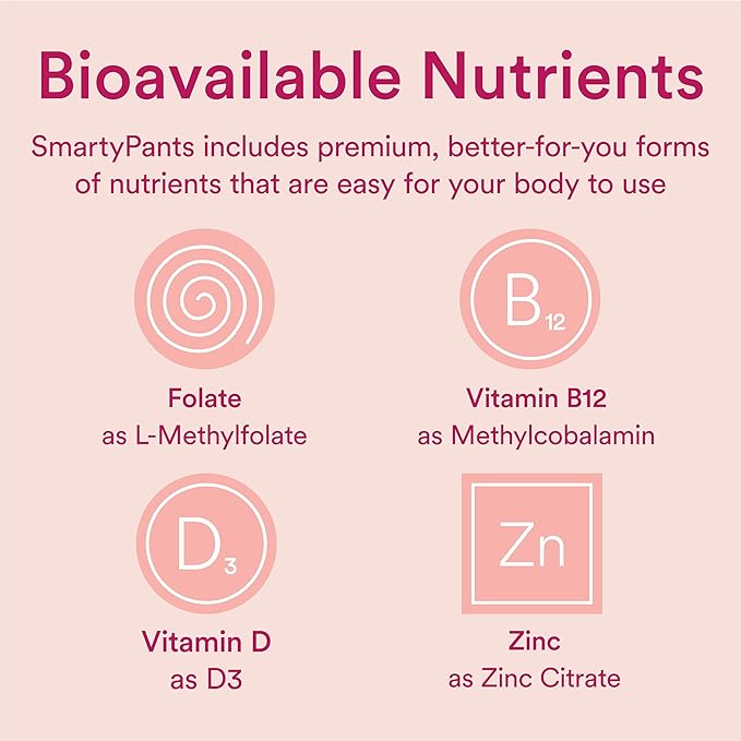 SmartyPants Women's Multivitamin Gummies, Sugar Free: Biotin, Methylfolate, Omega 3 (ALA), Vitamin D3, C, Vitamin B12, B6, Vitamin A, K & Zinc, Gluten Free, 60 Count (20 Day Supply)