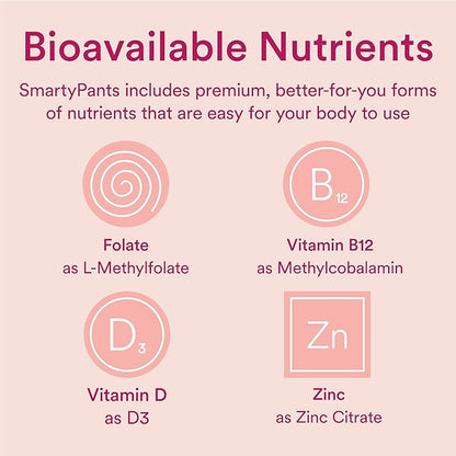 SmartyPants Women's Multivitamin Gummies, Sugar Free: Biotin, Methylfolate, Omega 3 (ALA), Vitamin D3, C, Vitamin B12, B6, Vitamin A, K & Zinc, Gluten Free, 60 Count (20 Day Supply)