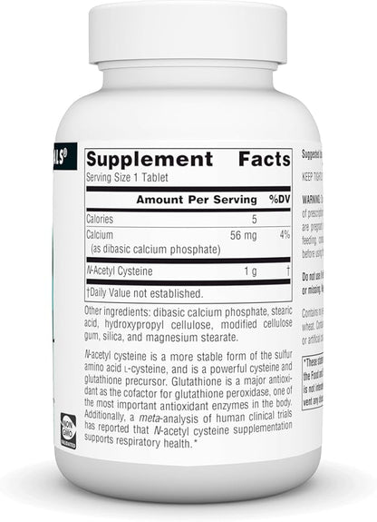 Source Naturals N-Acetyl Cysteine Antioxidant Support 1000 mg Dietary Supplement That Supports Respiratory Health* - 60 Tablets