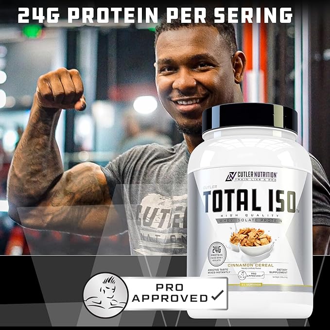 Total ISO Whey Isolate Protein Powder: Best Tasting Whey Protein Shake Featuring 100% Whey Protein Isolate, Perfect Post Workout Protein Powder Mix and Meal Replacement Drink, Cinna Cereal, 2 Pounds