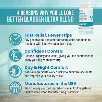 Ultra Control Supplement for Women & Men – Bladder Support Supplement to Help Reduce Urinary Leaks, Frequency & Urgency - 120 Count (2 Bottles)