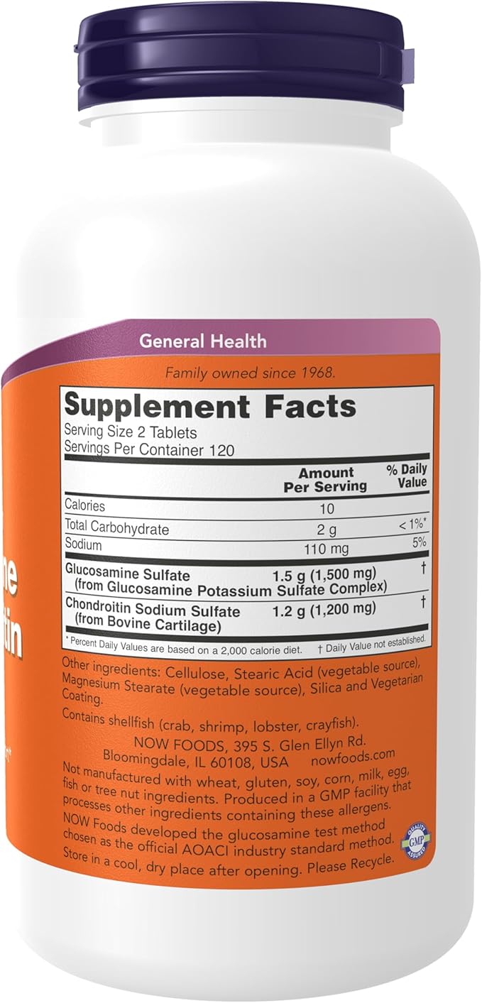 NOW Foods Supplements, Glucosamine & Chondroitin Extra Strength, Sulfate Forms, 240 Tablets