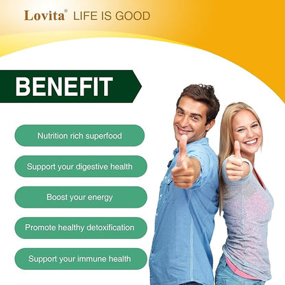 Lovita Organic Spirulina 1000mg per Tablet, Natural Multivitamin Superfood, 100% Vegan, Non-Irradiated, 90 Vegetarian Tablets