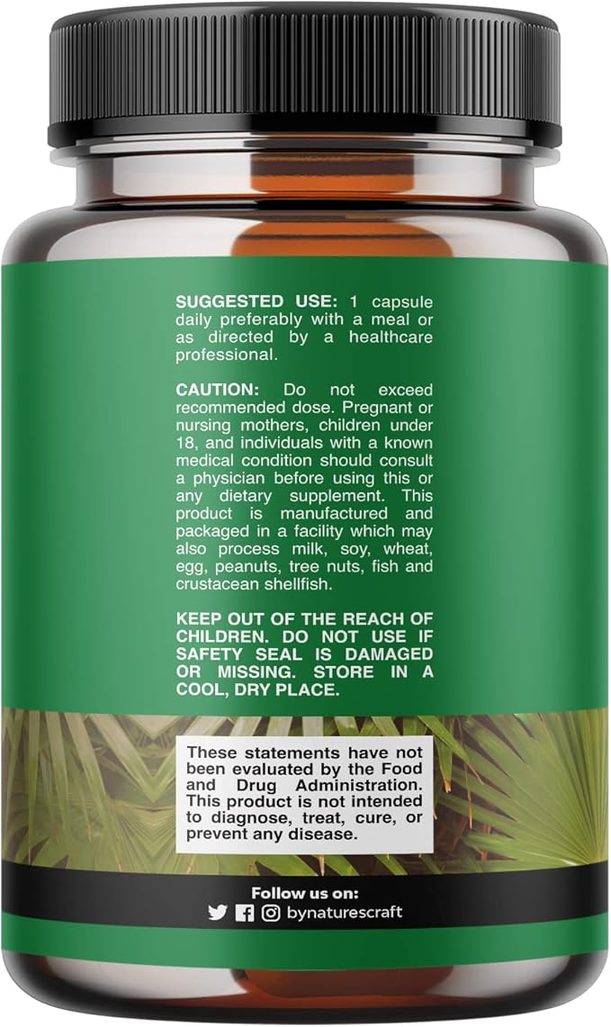 Extra Strength Saw Palmetto Extract - Advanced Herbal Complex for Hair Health and Urinary Support with Plant Sterols & Flavonoids - Potent Herbal Supplement with 500mg per Serving - 30 Capsules