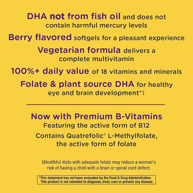 Nature's Way Alive! Complete Premium Prenatal Multivitamin for Women, Healthy Eye and Brain Development*, 60 Vegetarian Softgels