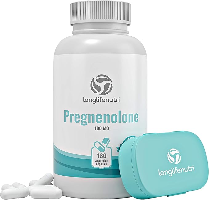 Brain & Hormone Support Pregnenolone - 180 Veggie Caps for Enhanced Memory, Focus & Vitality - Made in USA