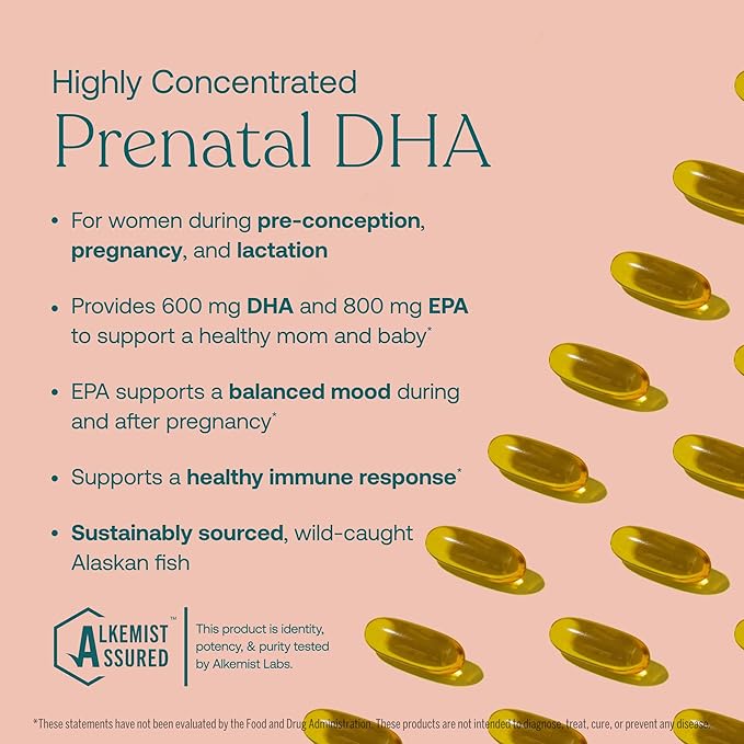 True Grace Prenatal DHA - 60 Softgels - 1400mg of DHA & EPA - for Pre-Conception, Pregnancy & Lactation - Wild Caught & Sustainably Sourced - Gluten Free - 30 Day Supply
