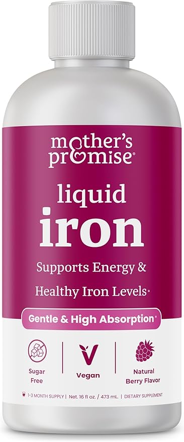 Liquid Iron Supplement for Women, Men & Kids | Non Constipating Vegan Iron Supplements for Anemia, Healthy Blood, Prenatal & Postnatal | Sugar-Free Natural Berry Flavor, Ferrochel® & Vitamin C