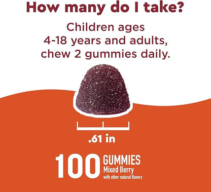 Nature Made Wellblends Immune & Superfood, Elderberry Gummies with Acerola Cherry Extract, Plus Vitamin C + Vitamin D, Immune Support Supplement, 100 Gummy Vitamins